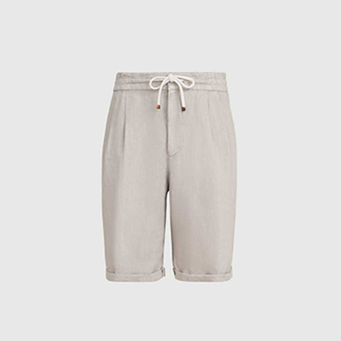 brunello cucinelli linen drawstring shorts